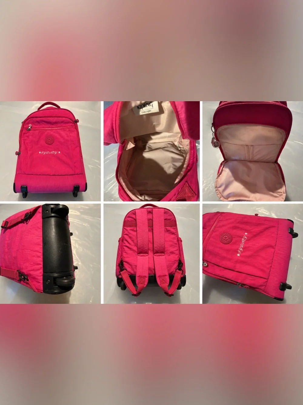 Kipling Pink Rolling Backpack – 17 Inches 🎒💗